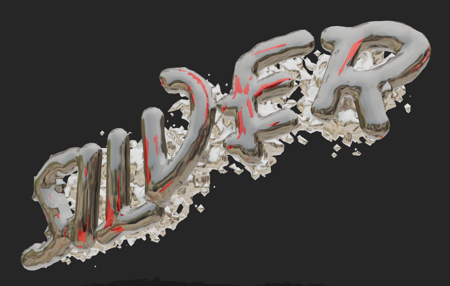 剥落铬风格的 3D 文本。格兰奇 3D 字体。
