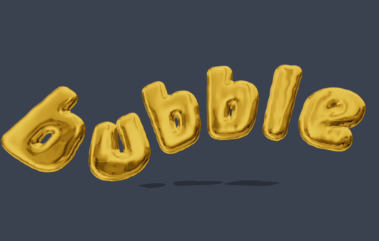 泡泡风格金色 3D 文本。3D 字体 bubble。
